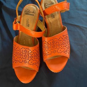 Clarks orange wedges